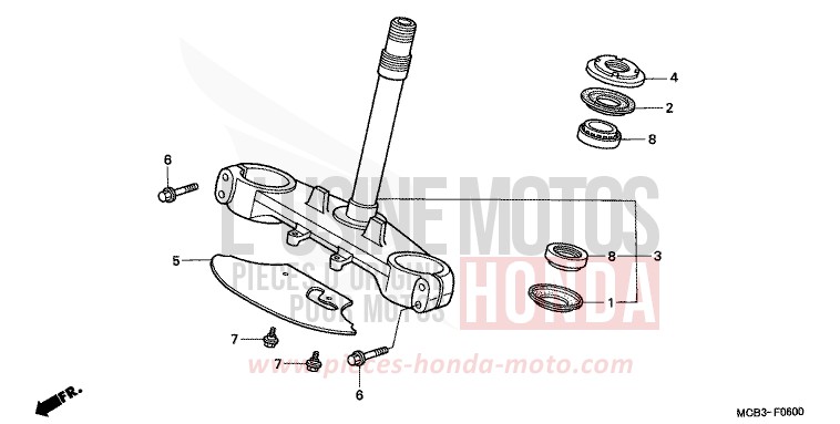 STEERING STEM for Transalp 650 SHIELD SILVER METALLIC (NH480) from 2001